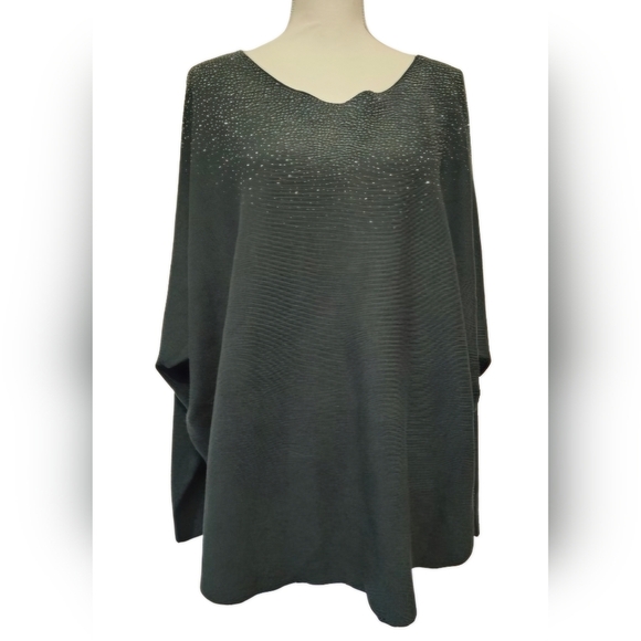Max Studio Dark Green with Sparkle Dolman Sweater Women's Plus Size 2X NWOT - Picture 1 of 10